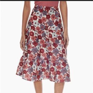 Wilfred Aritzia Size 6 Floral Midi Skirt Chariot A-Line Bottom Ruffle